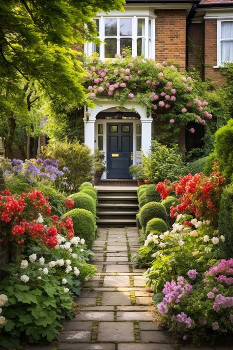 Victorian Front Yard Landscaping, Front Yard Landscaping Victorian Home, Modern Victorian Garden, Victorian House Driveway Ideas, Victorian Front Steps, Victorian House Porch, Victorian House Front Garden, London Garden Ideas Terraced House, Victorian Homes Uk