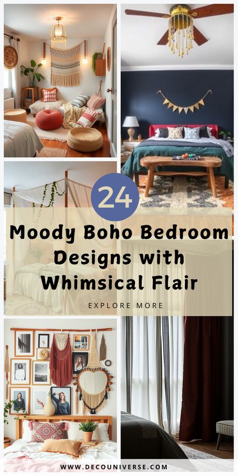 These 24 boho bedroom ideas combine moody elegance and whimsical charm for a truly unique look. Artist Bedroom Aesthetic, Moody Boho Bedroom, Boho Eclectic Bedroom, Moody Boho, Black Metal Bed, Cozy Winter Decor, Boho Bedroom Design, Boho Bedroom Ideas, Inspired Bedroom