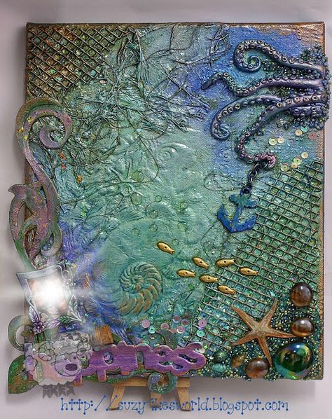 Ocean Mixed Media, Mixed Media Mermaid, Sea Artwork, Mixed Media Art Projects, Mixed Media Art Techniques, Gcse Art Sketchbook, Mermaid Painting, Mixed Media Art Canvas, Mixed Media Crafts