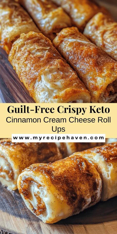 Discover the joy of guilt-free desserts with these Crispy Keto Cinnamon Cream Cheese Roll Ups! Perfect for anyone on a low-carb diet, these roll-ups blend creamy, tangy cream cheese with warm cinnamon in a delightfully crispy exterior. This recipe not only satisfies your sweet cravings but also aligns with your keto lifestyle. Easy to make and delicious, they’re a must-try for dessert lovers! #KetoDesserts #LowCarb #HealthyTreats #CinnamonRollUps #KetoFriendly Cinnamon Keto Desserts, Keto Cinammon Roll Bread, Keto Cinnamon Dessert Recipes, Keto Cinnamon Cream Cheese Roll Ups, Keto Camping Desserts, Keto Cinnamon Roll Cake, Cream Cheese Low Carb Recipes, Keto Tortilla Cinnamon Rolls, Low Carb Tortilla Cinnamon Roll Ups