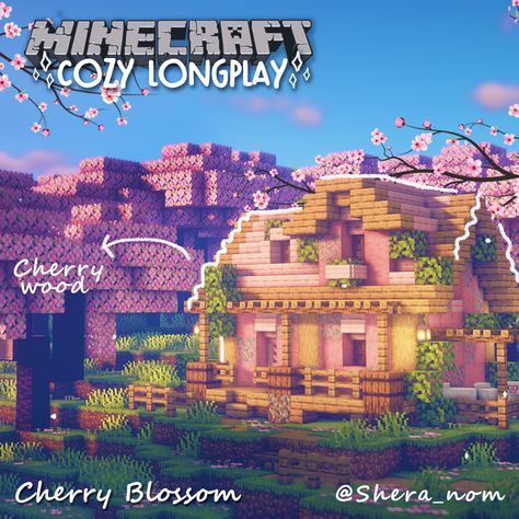 Minecraft Cherry Blossom House, Minecraft Village Ideas, Diy Minecraft Decorations, Pfp Minecraft, Cherry Blossom House, Minecraft Pfp, Minecraft Cherry Blossom, Minecraft House Decor, Village Minecraft