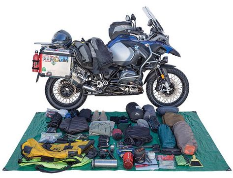 Moto Camping Checklist | Rider Magazine Adventure Motorcycle Camping, Adventure Motorcycle Gear, Motorcycle Camping Gear, Camping Water, Bike Camping, Winter Car, Camping List, Motorcycle Camping, Motorcycle Travel