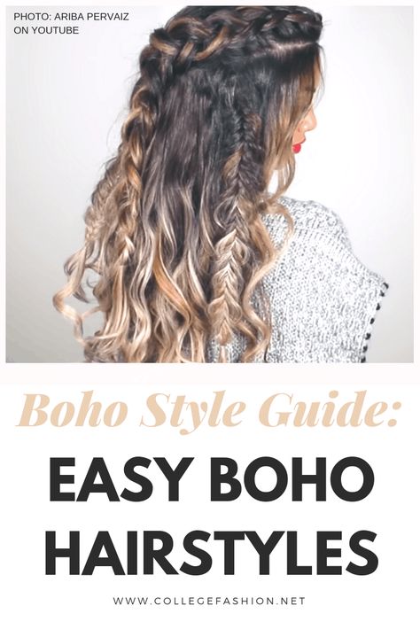 Easy Boho Hairstyles, Boho Hairstyles Medium, Boho Updo Hairstyles, Boho Hairstyles For Long Hair, Boho Hair Tutorial, Braid Tutorials, Boho Chic Hairstyles, Boho Wedding Hair, Hippie Hair