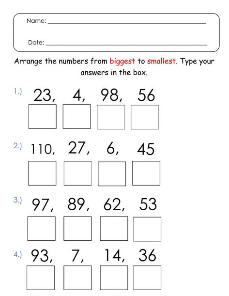 Arranging Numbers from Biggest to Smallest interactive worksheet Greatest And Smallest Number Worksheet, Greatest To Smallest Worksheet, Biggest And Smallest Number Worksheet, Smallest To Biggest Worksheet, Biggest Number Worksheet, Least To Greatest Worksheets, Ordering Numbers Worksheet, Quantitative Reasoning, Holiday Math Worksheets