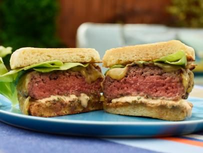 GZ's Iron Chef Burger Recipe | Geoffrey Zakarian | Food Network Chorizo Burger, The Kitchen Food Network, Geoffrey Zakarian, Burger Meat, Burger Food, Iron Chef, Grilled Burgers, Burger Recipe, Burgers Sandwiches