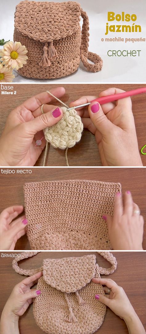 Easy Crochet Bag Tutorial Step By Step | CrochetBeja Jasmin Stitch Crochet Bag, Mochila Crochet Pattern, Jasmine Stitch Crochet Bag, Crochet Easy Bag, Free Bag Crochet Patterns, Simple Crochet Bag Pattern Free, Crochet Bag Tutorials Videos, Jasmine Stitch Crochet, Bag Crochet Pattern Free