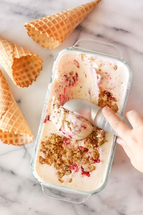 This White Chocolate Raspberry Crisp Ice Cream is so delicious and creamy... All together, a scrumptious symphony of flavors!