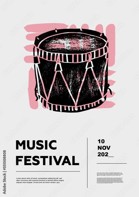 Festival Set Design, Design Festival Poster, Music Club Poster, Art Workshop Poster, Competition Poster Design, Drum Illustration, Music Festival Poster Design, Festival Graphic Design, Music Campaign