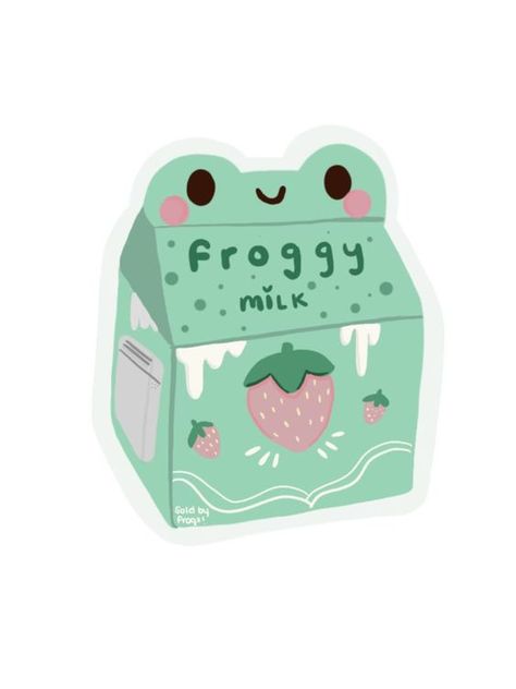 Adorable Froggy Milk Sticker! #StickerArt Froggy Milk Carton, Cute Stickers To Make, Kawaii Stickers Aesthetic, Sticker Ideas Aesthetic, Sticker Cute Aesthetic, Stickers Aesthetic Cute, Sketch Tablet, Cute Stickers Aesthetic, Frog Strawberry