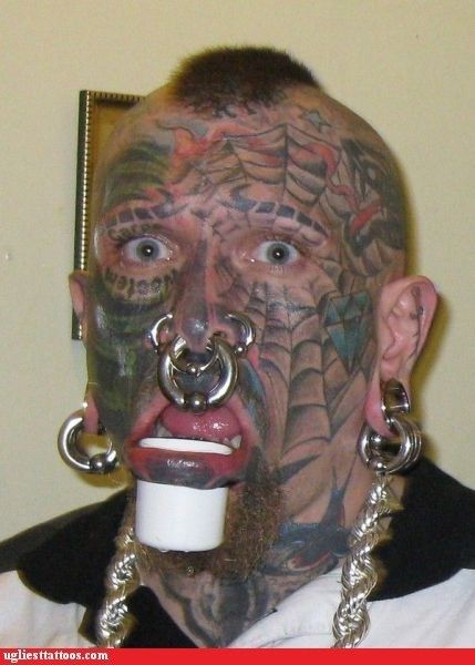 21 Good Reasons to Get a Face Tattoo Rings For Women Engagement, The Last Man On Earth, Indian Funny, Bad Tattoos, Scary Faces, Face Tattoos, Body Modifications, Crazy People, Body Mods