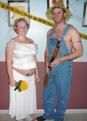 60+ Halloween Costumes for Pregnancy - Life With My Littles Pregnant Couple Halloween Costumes, Pregnancy Costumes, Wild Wedding, Pregnant Halloween Costumes, Pregnant Bride, Prom Costume, Shotgun Wedding, Cowgirl Wedding, Funny Pregnancy