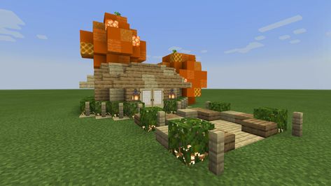 Strawberry Shortcake House Minecraft, Strawberry Shortcake Minecraft, Strawberry Shortcake House, Fruit Fairy, Minecraft Town, Cottage Minecraft, Cottagecore Minecraft, Blossom House, Minecraft Village