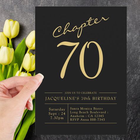 Seventy Black Gold 70th Birthday Party for $2.92 - Birthday Invitations 70th Invitation Ideas, 75th Birthday Invitations, Suprise Birthday, 92nd Birthday, 70th Birthday Party, 70th Birthday Cake, Surprise Birthday Invitations, 70th Birthday Invitations, Male Birthday