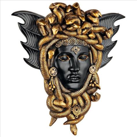 Medusa Snake, Golden Furniture, Snake Hair, Myths & Monsters, Snake Head, Medusa Head, Wall Ornaments, Design Toscano, Wall Sculpture