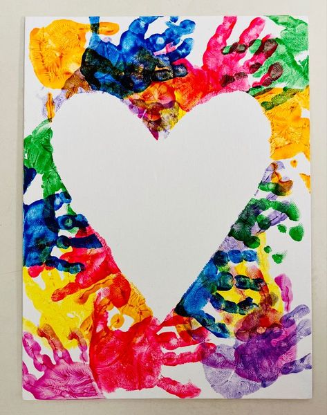 Heart Handprint Art, Preschool Helping Hands Craft, Prek Handprint Art, Childrens Mothers Day Craft Ideas, Eyfs Mothers Day Activities, Hand Print Activity For Kids, Mothers Day Crafts Babies, Mothers Day Diy Gifts From Kids, Mothers Day Arts And Crafts For Kids