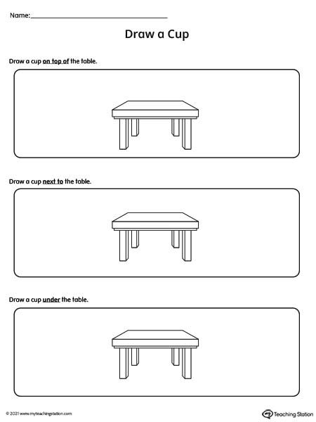 On And Under Worksheet, Positional Words Worksheet, Preposition Worksheets Kindergarten, Nursery Worksheet, Preschool Math Curriculum, Positional Words Activities, Following Directions Activities, Positional Words, Preposition Worksheets