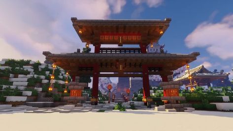 Tori Gate by SEVEN Tori Gates Minecraft, Tori Gate Minecraft, Japanese Castle Minecraft, Japanese Minecraft Builds, Garden Minecraft, Castle Minecraft, Tori Gate, Minecraft Japanese, Japanese Gate