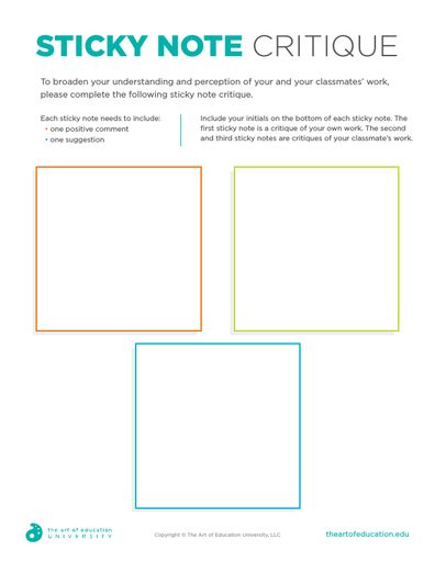 Peer Critique In Art, High School Art Critique, Annotating Art, Art Critique Worksheet, Art Analysis, Art Critique, Art Handouts, Art Criticism, Education University