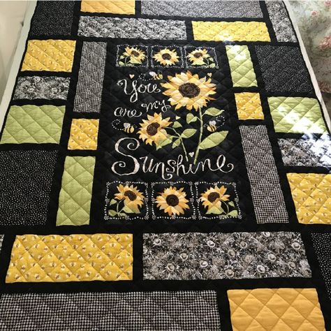 You Are My Sunshine Quilt Panel Ideas, Sunflower Panel Quilt, Sunflower Panel Quilt Ideas, You Are My Sunshine Quilt Pattern, You Are My Sunshine Quilt Pattern Free, You Are My Sunshine Quilts, You Are My Sunshine Quilt, Panel Quilting, Sunshine Quilt