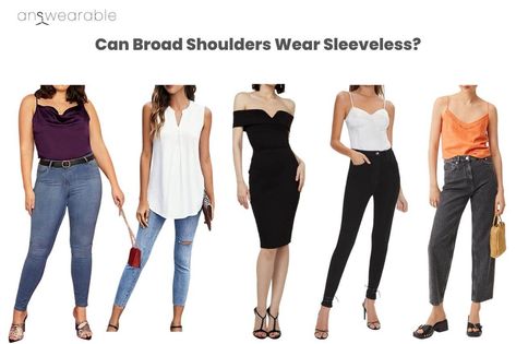 Can Broad Shoulders Wear Sleeveless? Types Of Shoulders Body Shapes, Minimize Broad Shoulders For Women, Broad Shoulders Narrow Hips, Muscular Pear Shape, Pear Shape Wide Shoulders, Inverted Triangle Body Shape, Triangle Body Shape, Pear Body Shape, Broad Shoulders