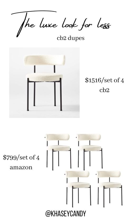 Inesse Boucle Ivory Dining Chair, Affordable Modern Dining Chairs, White Boucle Dining Chair, Neutral Dining Chairs, Sherpa Dining Chair, Cb2 Dining Chair, Neutral Dining Room Ideas, Amazon Dining Chairs, Boucle Chair Dining