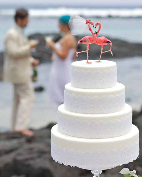 Tropical Destination Flamingo Wedding Cake Topper: Bride & Groom Love Birds - Flamingo Cake Topper in Pink. $30.00, via Etsy. Flamingo Wedding Cake Topper, Flamingo Wedding Cake, Pink Flamingo Cake, Tropical Bride, Flamingo Topper, Speciality Cakes, Wedding Mexican, Flamingo Cake Topper, Flamingo Wedding