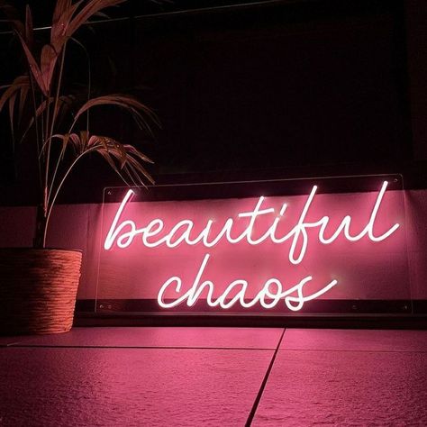 Chaos Aesthetic, Sign Installation, Neon Led Sign, Beautiful Chaos, Neon Decor, Neon Sign Bedroom, Acrylic Shapes, November 2, Led Sign