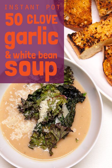 Garlic White Bean Soup, Mealprep Recipe, Kale Chips Baked, Roasted Garlic Cloves, Garlic Soup, Roasted Tomato Soup, Grilled Cheese Sandwiches, Slow Cooker Desserts, Winter Comfort Food