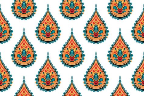 Paisley ethnic seamless pattern design. floral pattern with paisley and indian flower motifs. damask style pattern for textil and decoration Indian Motifs Pattern, Damask Style, Indian Motifs, Indian Flowers, Seamless Pattern Design, Indian Patterns, Flower Motifs, Design Floral, Damask