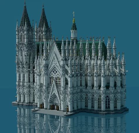 ✣ Classic Cathedral ✣ Minecraft Map Gothic Architecture Drawing, Minecraft Kingdom, Snow Castle, Bangunan Minecraft, Minecraft Modern, Minecraft Castle, Minecraft Christmas, Minecraft City, Gothic Cathedral