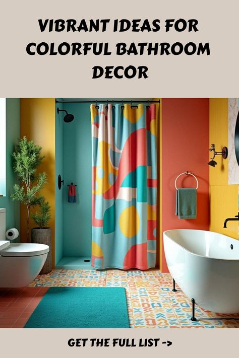 Vibrant Ideas for Colorful Bathroom Decor Teal Orange Bathroom, Small Mid Century Bathroom Ideas, Bathroom Colorful Ideas, Bright Blue Bathroom, Small Mid Century Bathroom, Colorful Bathroom Decor, Rainbow Bathroom, Farm Kitchen Decor, Trendy Mirrors