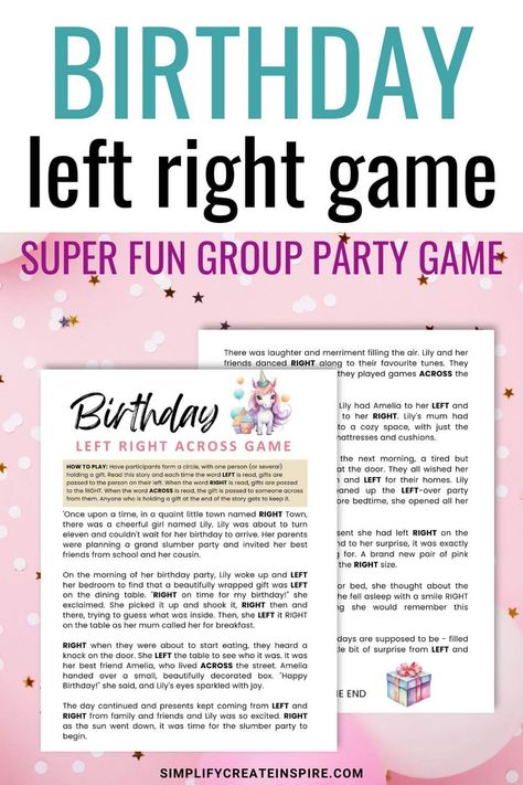 Birthday Left Right Game, Left Right Birthday Game Story, Right Left Game Funny, The Price Is Right Game Ideas, Left Right Game For Kids, Left Right Game Story, Balloon Party Games, Easy Birthday Party Games, Birthday Classroom