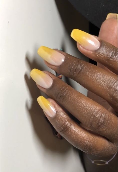 Pink And Yellow Ombre Nails, Yellow Ombre Nails, Nails Dark Skin, Nails Dark, Yellow Nail, Nail Board, Yellow Ombre, Dark Nails, Yellow Nails