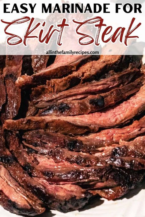 This easy skirt steak recipe is made with soy sauce, spices, oil, and citrus juices. It's the perfect dinner idea and makes your steak juicy and tender! If you don't have skirt steak, this steak marinade can also be used with flank steak. Skirt Steak Dinner Ideas, Skirt Steak Dinner, Skirt Steaks, Skirt Steak Recipe, Truffle Mashed Potatoes, Skirt Steak Marinade, Marinated Skirt Steak, Steak Dinner Recipes, Roast Beef Dinner