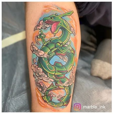 Rayquaza Tattoo, Pokemon Tattoo, Watercolor Tattoo, Pokemon, Collage, Tattoos, Pins, Quick Saves, Pokémon