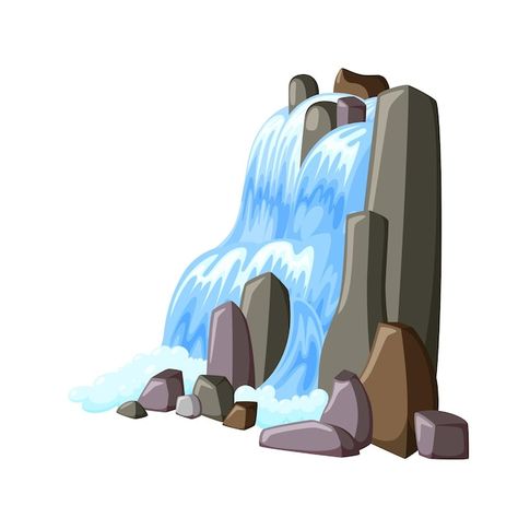 Geometry Stickers, Waterfall Illustration, Waterfall Drawing, Waterfall Background, Figure Sketches, Water Splashing, Social Contract, Human Figure Sketches, Mountain Waterfall