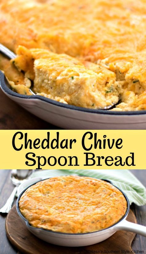 Southern Spoon Bread, Cornbread Souffle, Chive And Onion Cream Cheese, Spoon Bread, Johnny Cake, Healthy Delicious Recipes, Yummy Dishes, Knead Bread, Cream Cheese Eggs