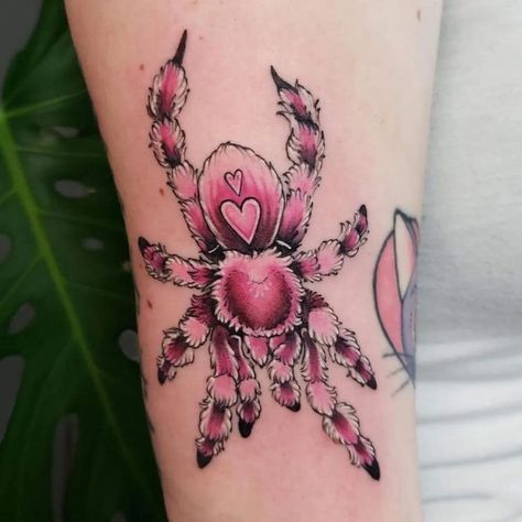 Lower Chest Tattoos Female, Cute Spider Tattoo, Tarantula Tattoo, Spider Tattoos, Funky Tattoos, Goth Tattoo, Spider Tattoo, Creepy Tattoos, Cute Little Tattoos