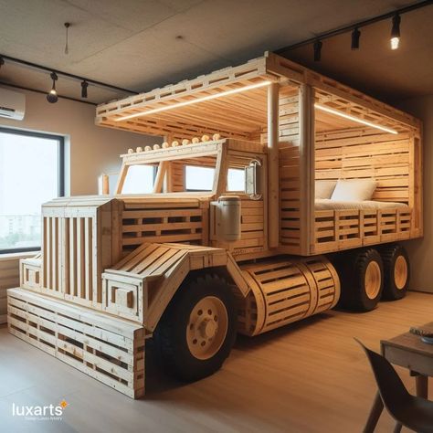 Heavy Equipment Pallet Beds: Constructing Dreams in Your Bedroom Oasis 4 Construction Bedroom, Pallet Furniture Designs, Bunk Beds Built In, Pallet Beds, Bed Frame Design, Pallet Bed, Bunk Bed Designs, Bedroom Oasis, Traditional Bed