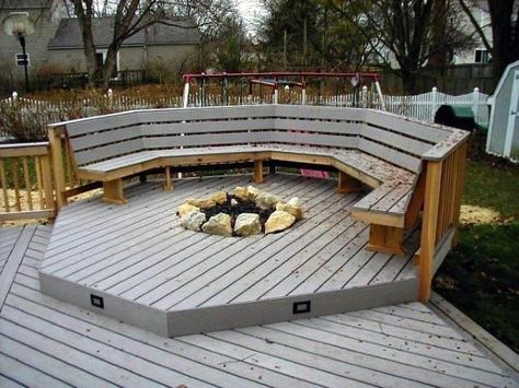 Top 50 Best Deck Fire Pit Ideas - Wood Safe Designs Fire Pit On Wood Deck, Outside Fire Pits, Fire Pit Swings, Deck Fire Pit, Fire Pit Furniture, Cool Fire Pits, Wedding Backyard, Wooden Deck, Fire Pit Seating