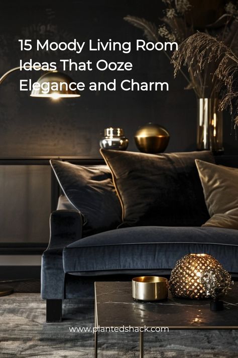 Transform your space into a cozy haven with these 15 moody living room ideas! From deep, rich color palettes to statement lighting and plush textures, discover how to create a sophisticated and inviting atmosphere. Perfect for those who love dramatic, stylish interiors! Save this pin for your next makeover! Dark Cabin Living Room, Dark Snug Room Ideas, Dark Living Rooms Cozy, Dark Rustic Living Room, Dark Cozy Living Room, Moody Living Room Decor, Moody Living Room Ideas, Moody Room, Moody Living Room