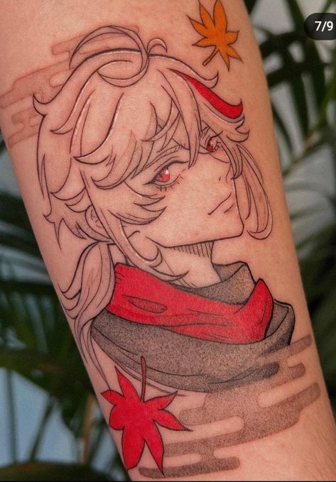 Kazuha Tattoo Genshin, Genshin Tattoo Ideas, Genshin Impact Tattoo, Genshin Tattoo, Kaedehara Kazuha, Anime Tattoos, Mini Tattoos, Genshin Impact, Tatting