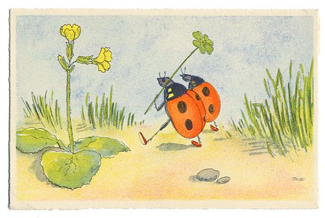 Ladybug Art, Bug Art, Old Postcards, Laptop Wallpaper, Pretty Art, Art Sketchbook, Painting & Drawing, Art Wallpaper, Art Inspo