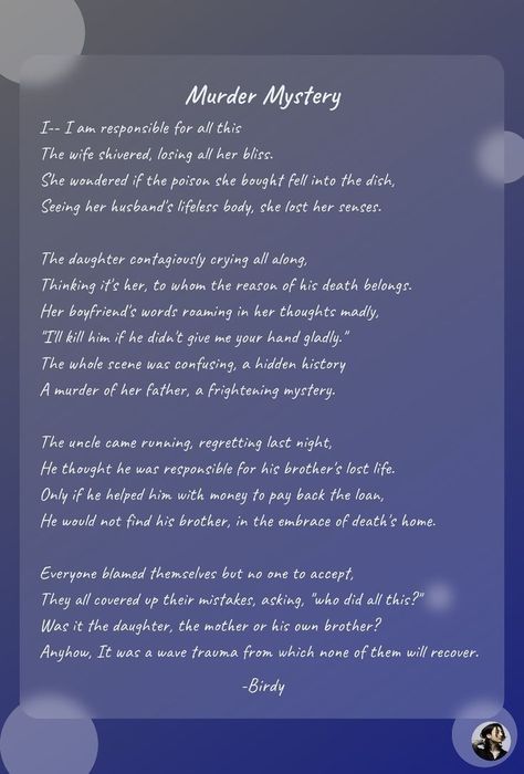 Writing prompts:- A murder mystery in which everyone thinks that they're the murderer and everyone tries to cover it up..."...Don't ask me what this is lmao😭👌🏻 I'm out of ideas, so my writing skills are going downhill😂 Mystery Writing, Book Prompts, Writing Dialogue Prompts, Writing Prompts For Writers, Mystery Stories, Dialogue Prompts, Detective Story, Writing Dialogue, Story Prompts