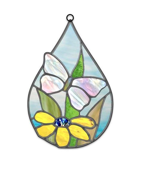 Stained Glass Patterns | New! "Butterfly Teardrop" | Facebook Stained Glass Teardrop Pattern, Teardrop Stained Glass Patterns, Stained Glass Patterns Free, Glass Suncatchers, Glass Diy, Making Stained Glass, Stained Glass Butterfly, Tear Drops, Stained Glass Suncatchers