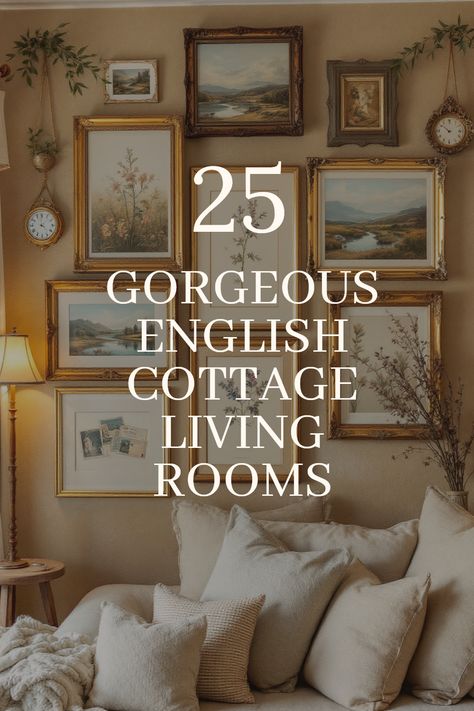 This pin showcases 25 delightful English cottage living room inspirations, displaying cozy interiors filled with rustic designs, vintage home accents, and inviting atmospheres. English Cottage Minimalist, Cozy English Cottage Interior, Living Room Decor Cottagecore, How To Cozy Up Your Home, English Cottage Apartment, European Cottage Decor, European Cottage Living Room, English Cottage Color Palette, English Cottage Interiors Living Rooms