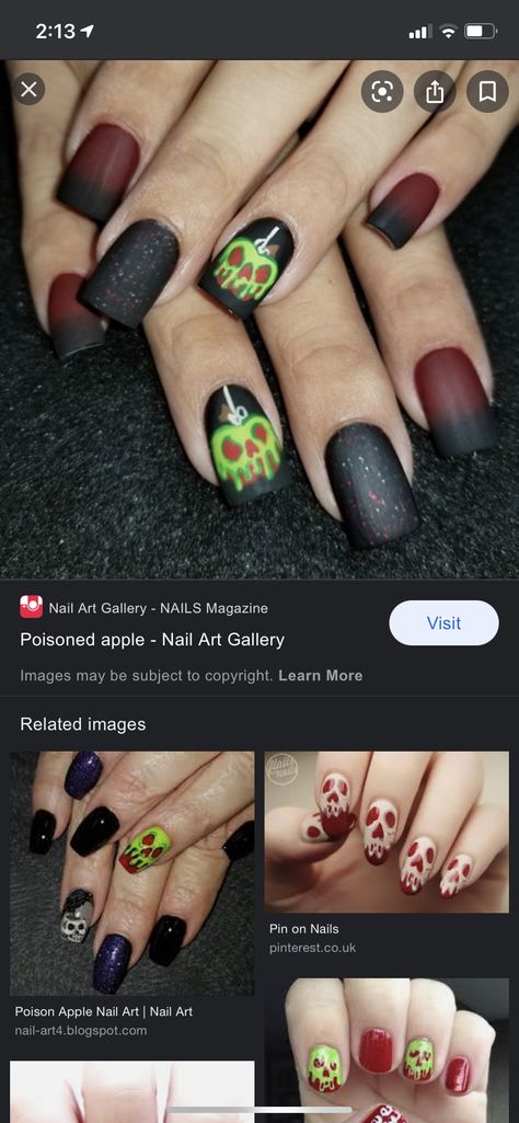 Disney Villain Nails Simple, Universal Nail Ideas, Villains Nails, Disney Nails Villains, Disney Villain Nail Art, Disney Villains Nail Designs, Disney Halloween Nail Art, Maleficent Nail Art, Disneyland Halloween Nails