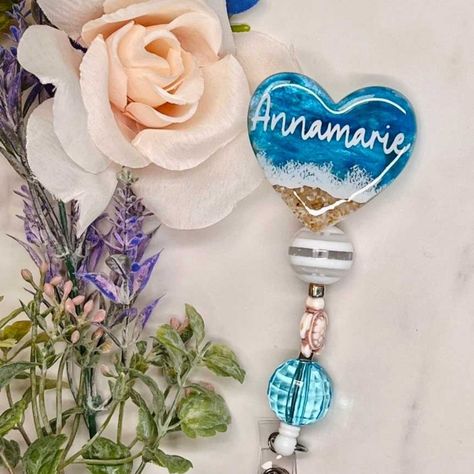 Onenonlygifts - 🌊 Add a touch of coastal flair to your... | Facebook Nurse Badges, Badge Reels Diy, Medical Accessories, Badge Ideas, Lake Gifts, Ocean Heart, Badge Buddy, Ocean Theme, Nurse Badge Reel