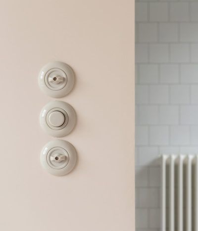 Vintage Light Switches, Modernist Interior, Round Light, Ceramic Light, Led Dimmer, Retro Lighting, Plaster Walls, Modern Country, Home Hardware