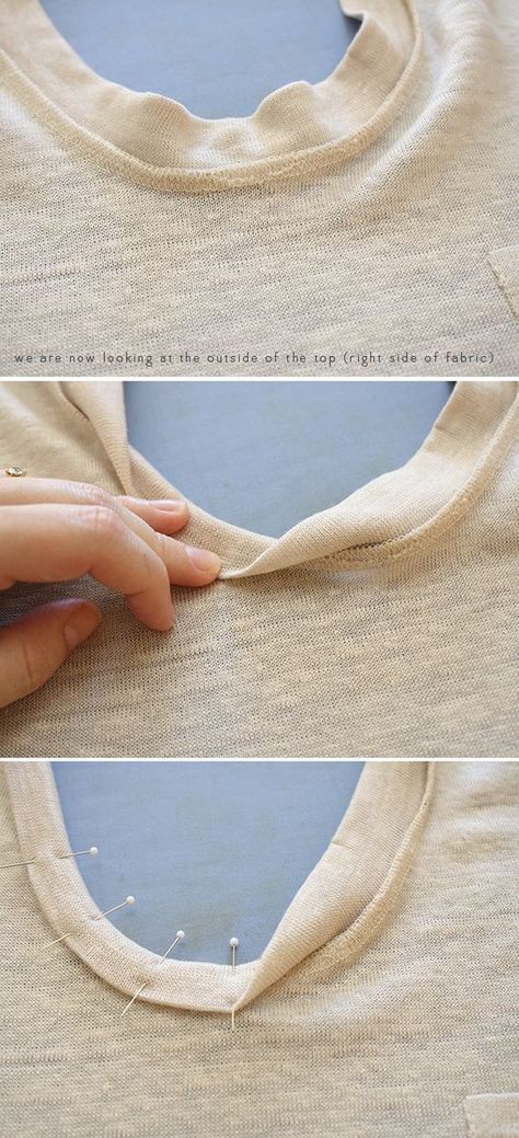 How to sew a knit neckline binding // the Megan Nielsen way - enclosed edges & so sturdy! Projek Menjahit, Sew Ins, Beginner Sewing Projects Easy, Creation Couture, Sewing Projects For Beginners, Diy Couture, Sewing Skills, Love Sewing, Sewing For Beginners